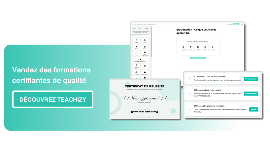 Vendez des formations certifiantes de qualité avec Teachizy