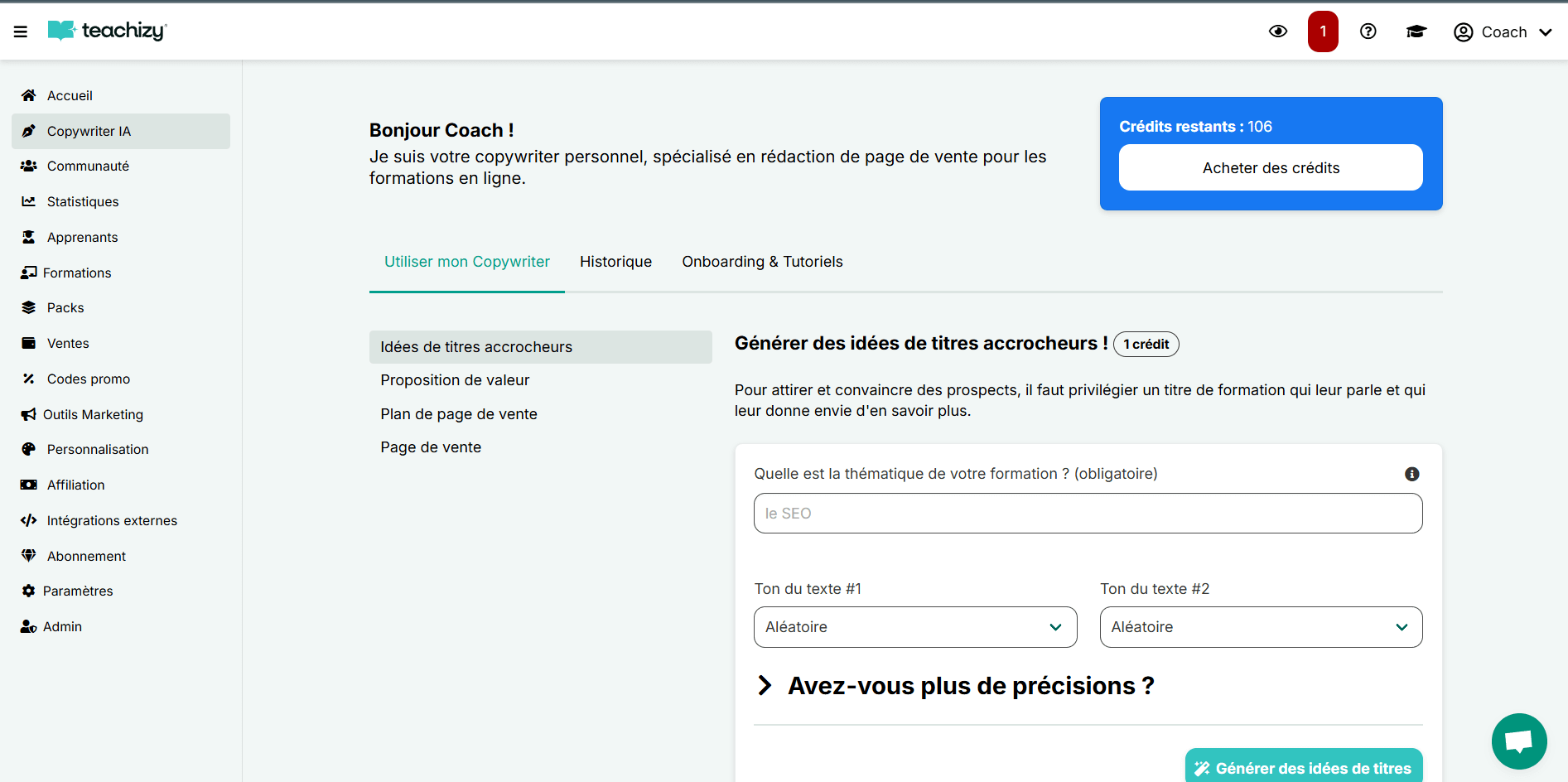 Outils d’IA intégrés