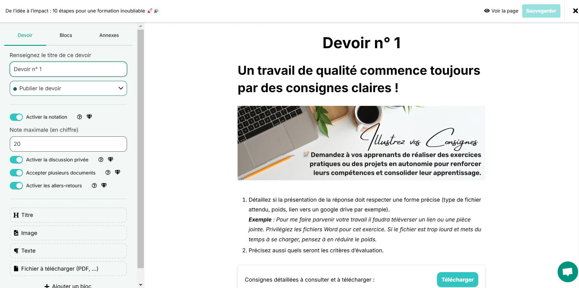 Quiz et évaluations intégrés